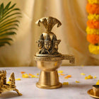 Brass Lord Shiva Mukhalingam Idol with Naga Canopy (8.2 Inch)