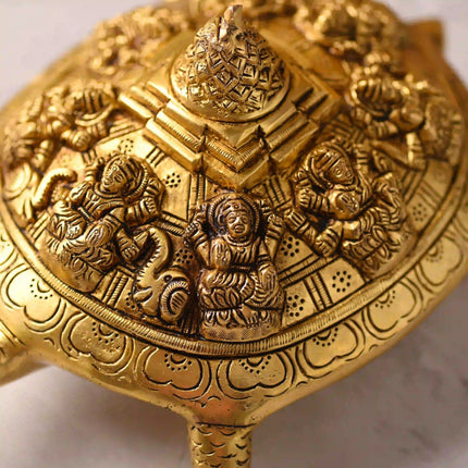 Brass Handcrafted Ashtalakshmi Shree Yantra Tortoise (4.5 Inch)