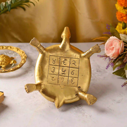 Brass Handcrafted Ashtalakshmi Shree Yantra Tortoise (4.5 Inch)