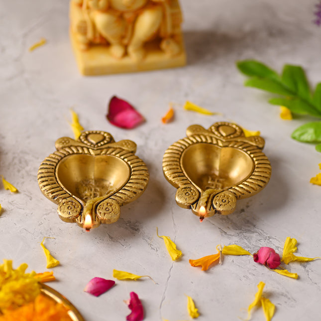 Brass Diya Pair – Handcrafted Traditional Indian Decor (0.7 Inch)
