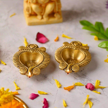 Brass Handcrafted Oil Diya Pair (0.7 Inch)