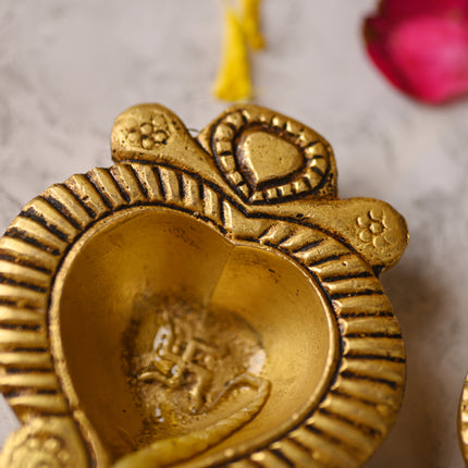 Brass Diya Pair – Handcrafted Traditional Indian Decor (0.7 Inch)
