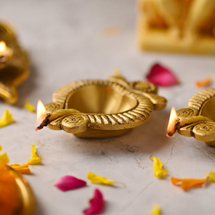 Brass Diya Pair – Handcrafted Traditional Indian Decor (0.7 Inch)