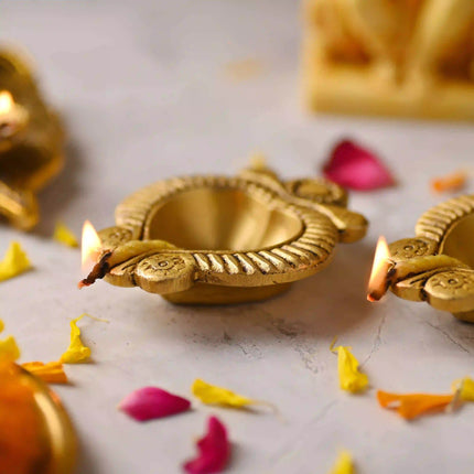 Brass Handcrafted Oil Diya Pair (0.7 Inch)