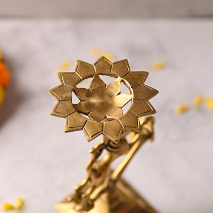 Brass Yali Candle Stand – Traditional Handmade Brass Decor (8.5 Inch)