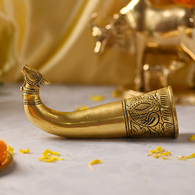 Brass Nandi Gangajali – Handcrafted Traditional Temple Vessel (8 Inch)