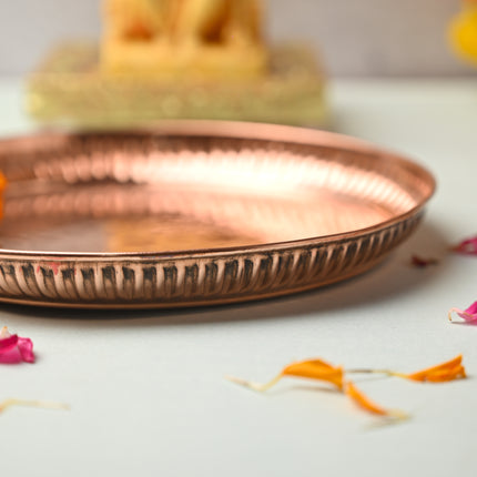 Copper Handcrafted Pooja Thali – Traditional Indian Brassware Elegance (8 Inch)