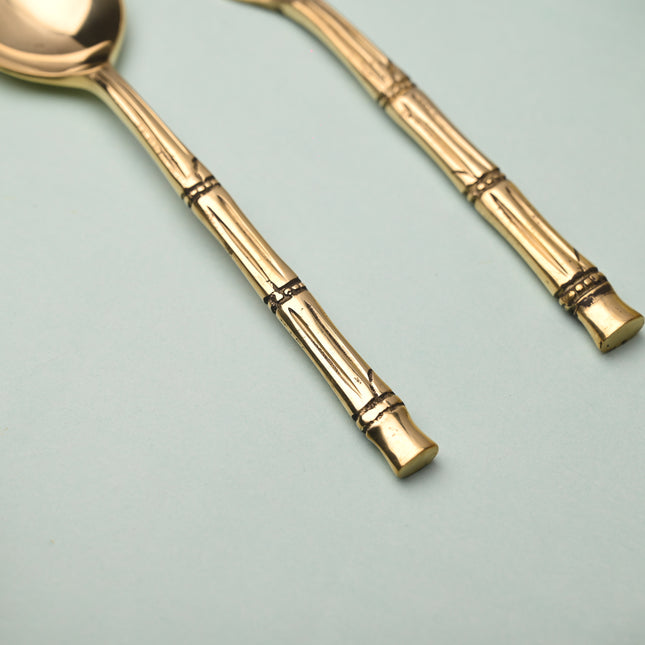 Handcrafted Brass Fork & Spoon Set – Premium Indian Brassware (7.2 Inch)