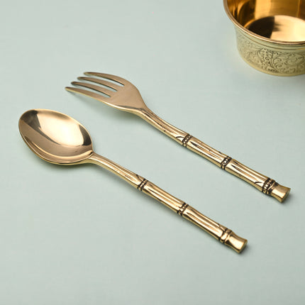Handcrafted Brass Fork & Spoon Set – Premium Indian Brassware (7.2 Inch)