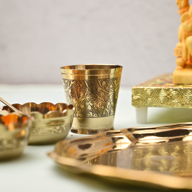 Brass Pooja Bhog Thali Set – Laddu Gopal (8 Inch)