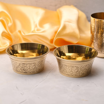 Brass Handcarved Bowl Pair – Traditional Indian Brassware