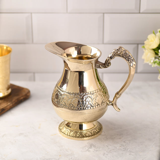 Brass Handcrafted Water Jug (8 Inch)