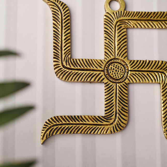 Brass Swastik Wall Hanging – Auspicious Handmade Decor (5 Inch)