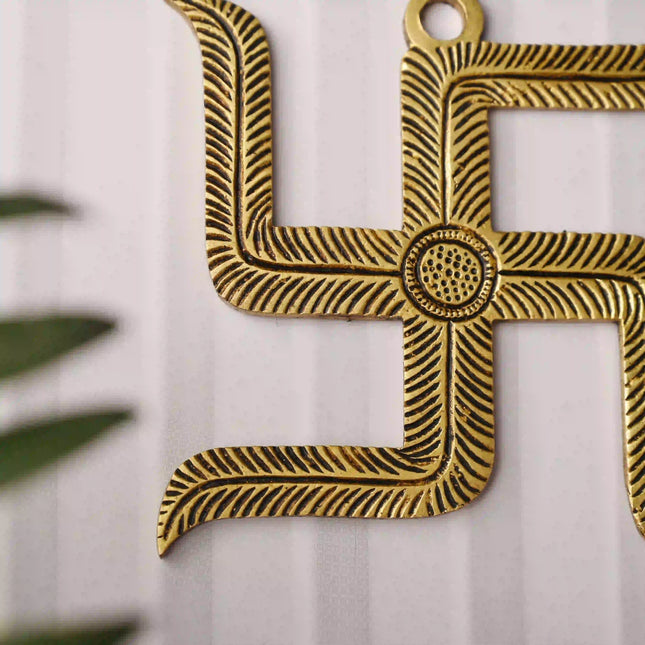 Brass Swastik Wall Hanging (4.5 Inch)