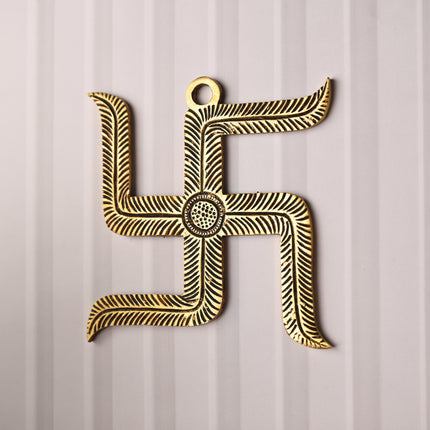 Brass Swastik Wall Hanging – Auspicious Handmade Decor (5 Inch)