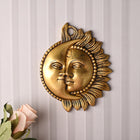 Brass Sun With Moon Wall Hanging – Handmade Premium Brass Decor (6.4 Inch)