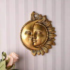 Brass Sun With Moon Wall Hanging – Handmade Premium Brass Decor (6.4 Inch)