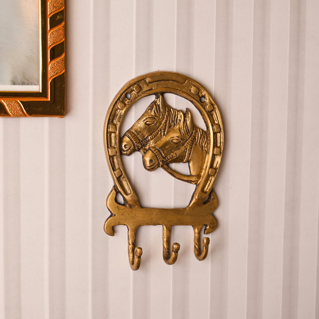 Brass Horse Face Design Hanger – Elegant Handcrafted Wall Decor (5.9 Inch)