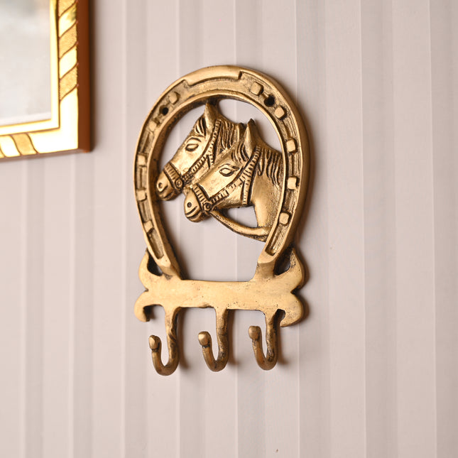 Brass Horse Face Design Hanger – Elegant Handcrafted Wall Decor (5.9 Inch)