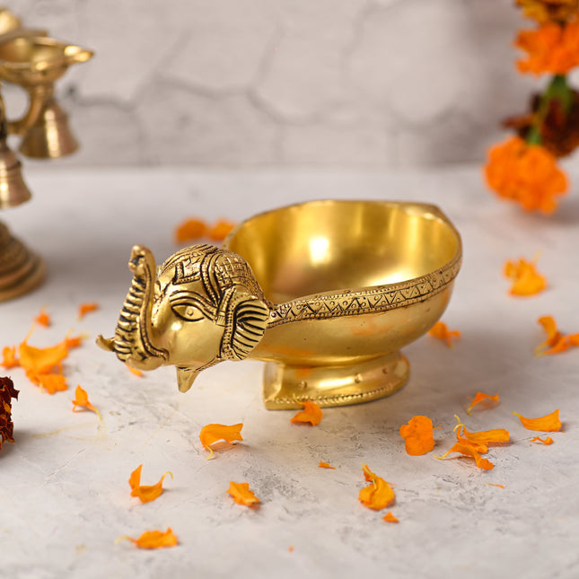 Brass Elephant Diya (3.5 Inch)