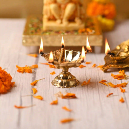 Brass Exquisite Five Petal Diya (1.6 Inch)