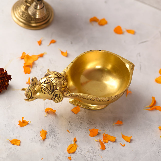 Brass Elephant Diya (3.5 Inch)