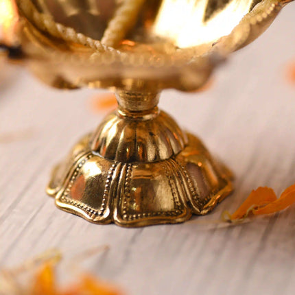 Brass Exquisite Five Petal Diya (1.6 Inch)