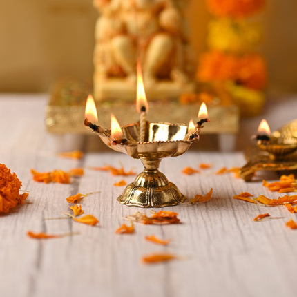 Brass Exquisite Five Patel Diya – Traditional Handmade Brass Lamp (1.6 Inch)
