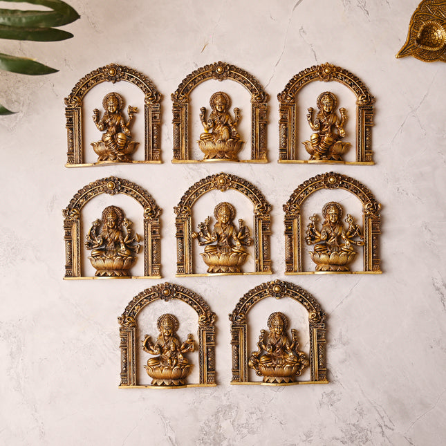 Brass Ashtalakshmi Wall Hanging Set – Divine Prosperity in Every Detail (4 Inch)