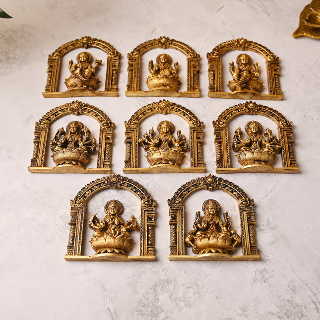 Brass Ashtalakshmi Wall Hanging Set – Divine Prosperity in Every Detail (4 Inch)