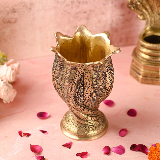Brass Flower Vase / Planter Pot In Snake Design (8 Inch)