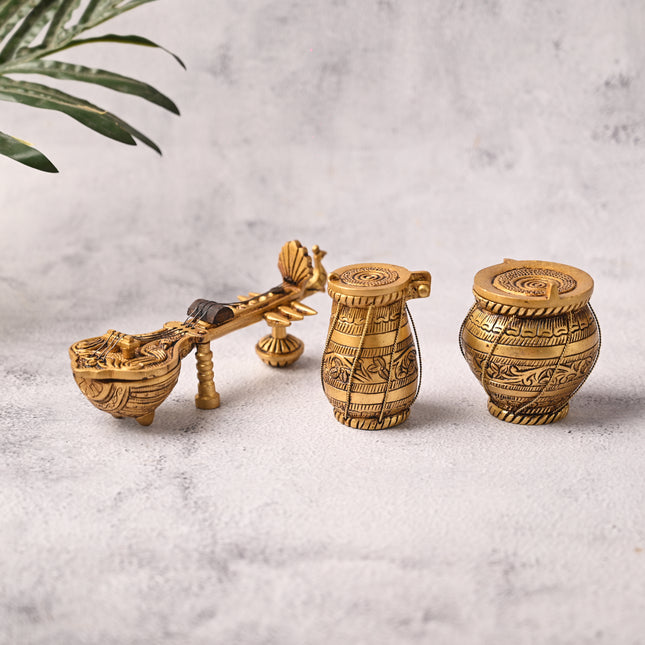 Brass Decorative Musical Instrument Set of 3 – Traditional Handcrafted Art
