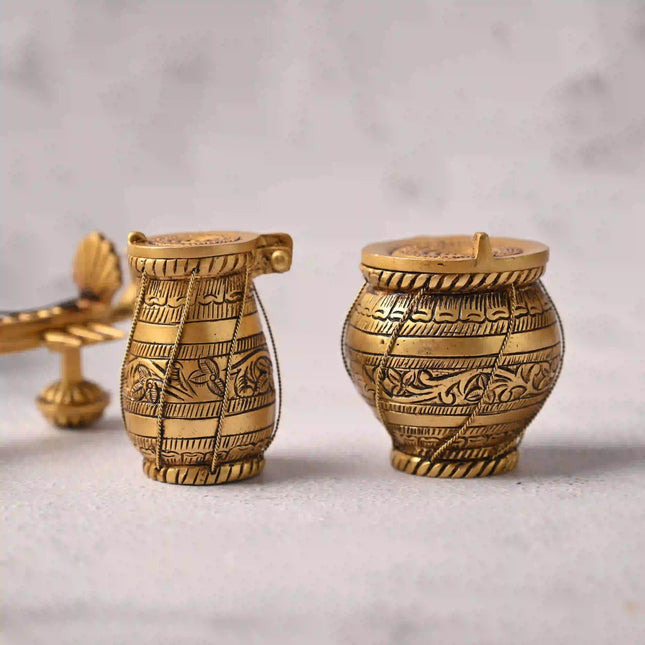 Brass Tabla, Dugi And Sitar Decor Set (3 Inch)