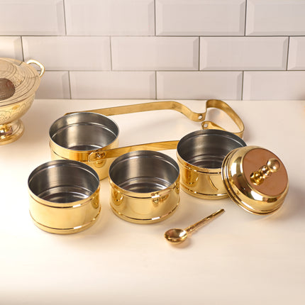 Brass 4-Tier Lunch Box/Tiffin Box (15.5 Inch)