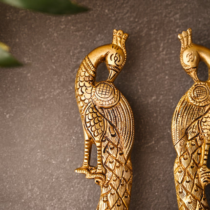 Brass Peacock Door Handle Pair – Handmade Traditional Brass Hardware (9.5 Inch)