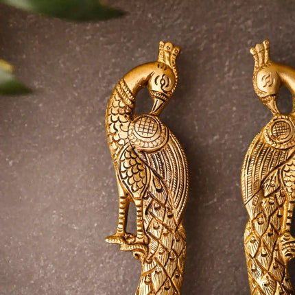 Brass Peacock Door Handle Pair (9.5 Inch)