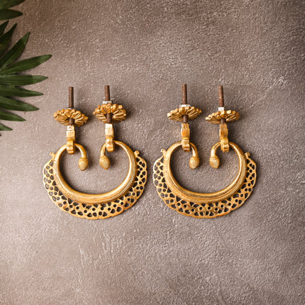 Brass Jali Door Knocker Pair – Handcrafted Traditional Door Decor (4.2 Inch)