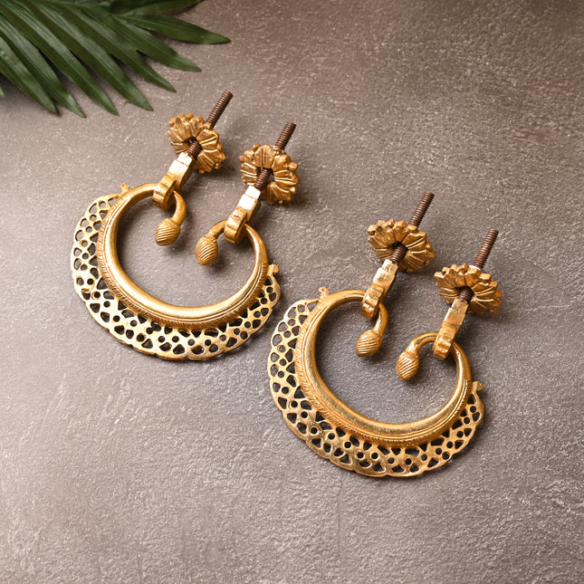 Brass Jali Door Knocker Pair – Handcrafted Traditional Door Decor (4.2 Inch)