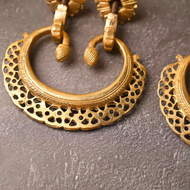 Brass Jali Door Knocker Pair – Handcrafted Traditional Door Decor (4.2 Inch)