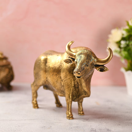 Brass Standing Bull Figurine (7 Inch)