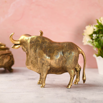 Brass Standing Bull Figurine (7 Inch)