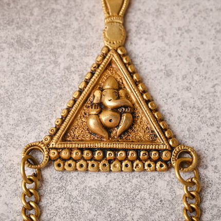 Brass Ganesha Wall Hanging with Bell – Auspicious Handmade Decor (10 Inch)