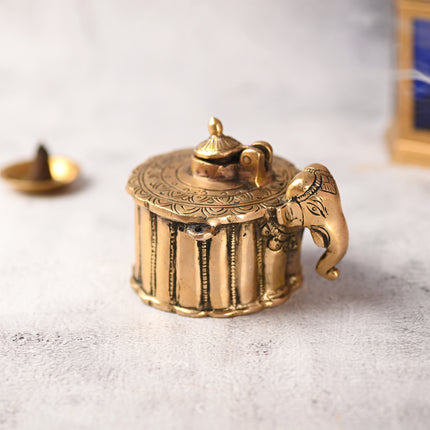Brass Elephant Ink Pot (3 Inch)