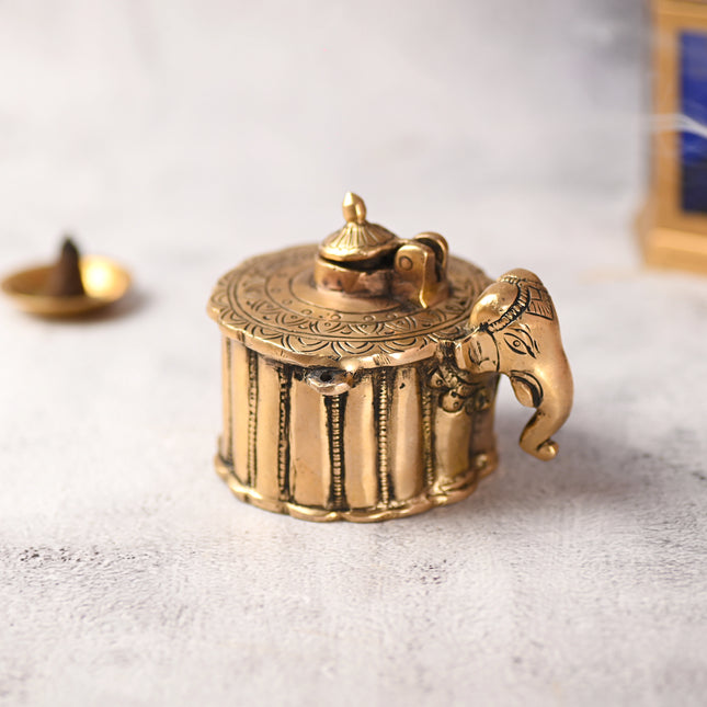 Brass Elephant Ink Pot (3 Inch)