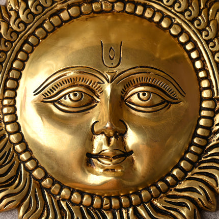 Brass Sun Face Wall Hanging (10 Inch) – Handcrafted Traditional Decor