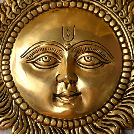 Brass Sun Face Wall Hanging (10 Inch) – Handcrafted Traditional Decor