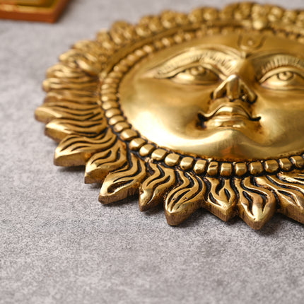 Brass Sun Face Wall Hanging (10 Inch) – Handcrafted Traditional Decor