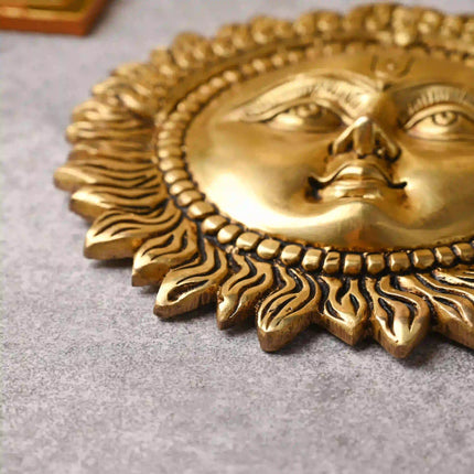 Brass Sun Face Wall Hanging (10 Inch) – Handcrafted Traditional Decor