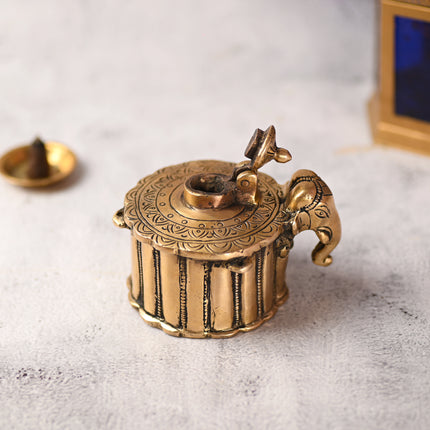 Brass Elephant Ink Pot (3 Inch)