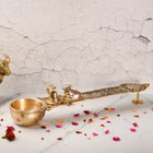 Brass Uddharani Ritual Spoon with Nandi and Shivling (23.5 Inch)